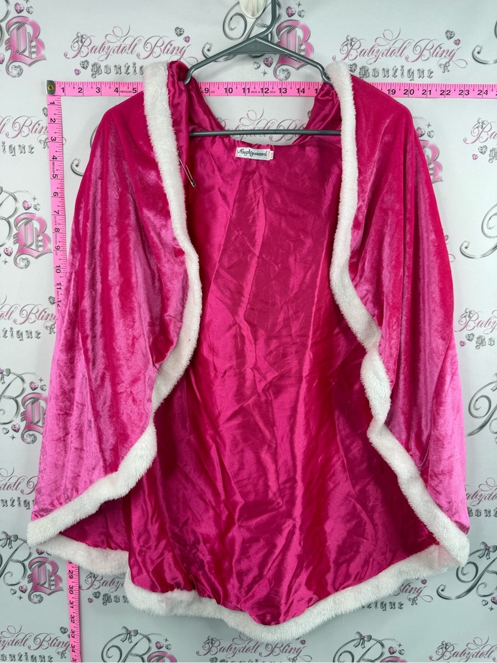 Naughty wizard cardigan furry bright pink  Hot Pink Faux Fur Trim Capelet